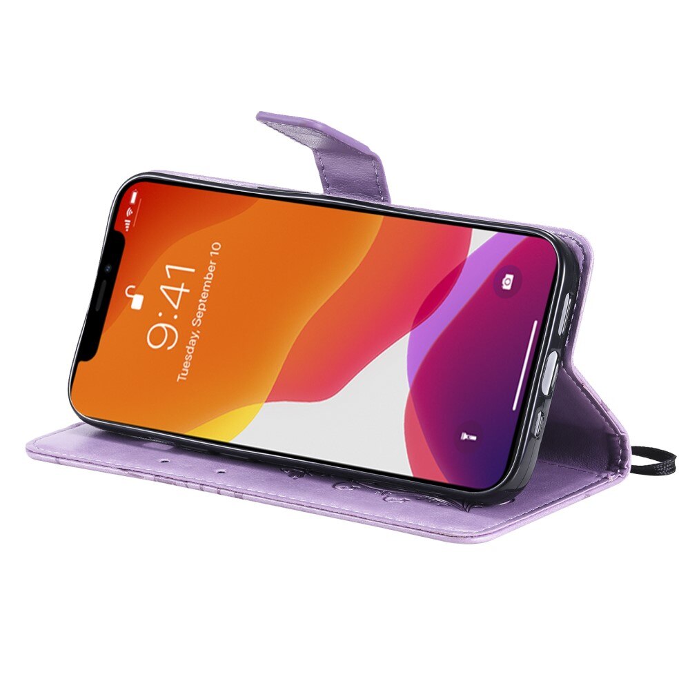 Nahkakotelo Perhonen Apple iPhone 13 Mini Liila