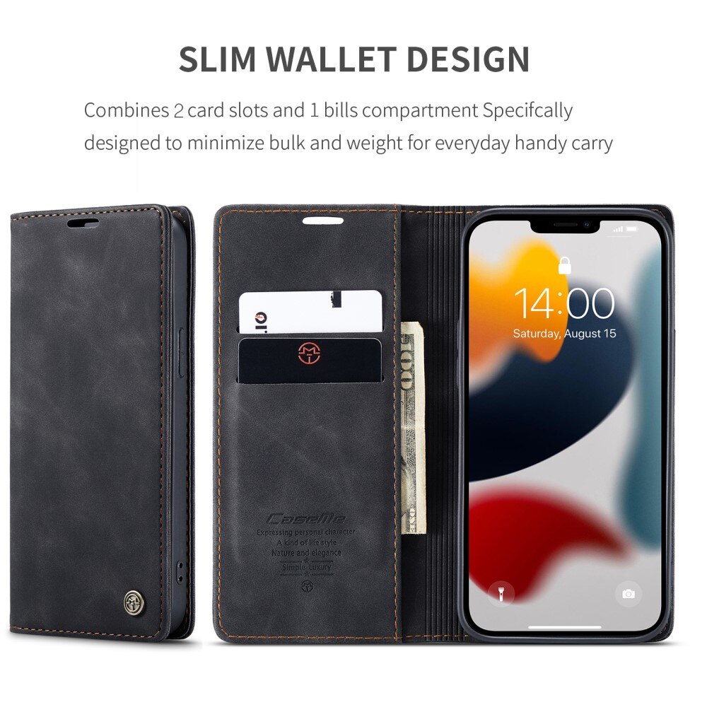 Slim Lompakkokotelo iPhone 13 Pro Max Musta