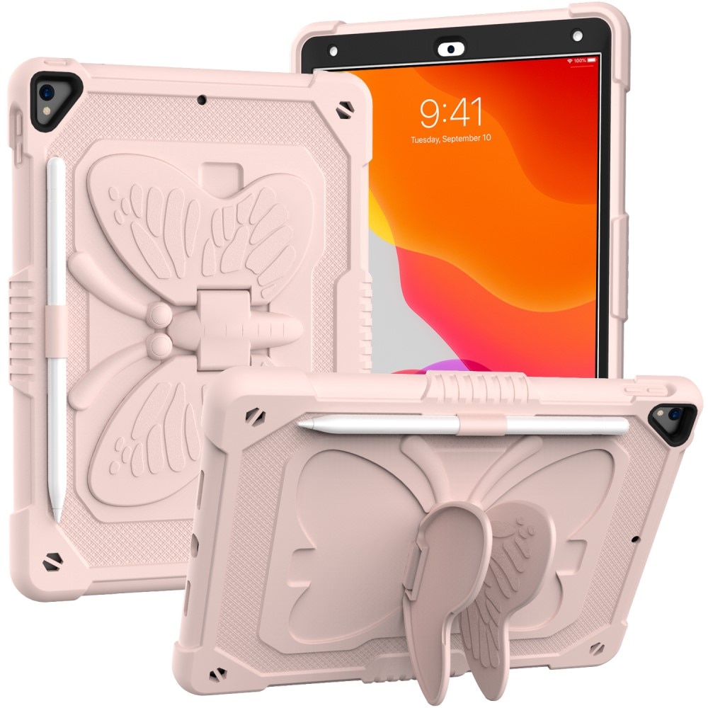 Hybridikuori perhonen iPad 10.2 8th Gen (2020) vaaleanpunainen
