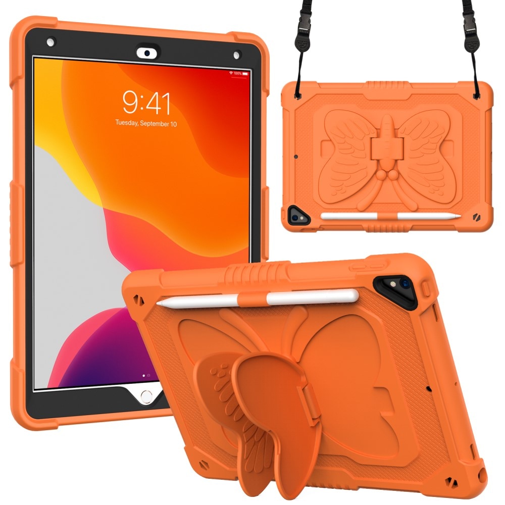 Hybridikuori perhonen iPad 10.2 oranssi