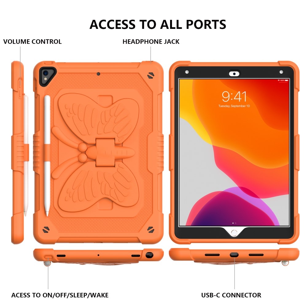 Hybridikuori perhonen iPad 10.2 7th Gen (2019) oranssi