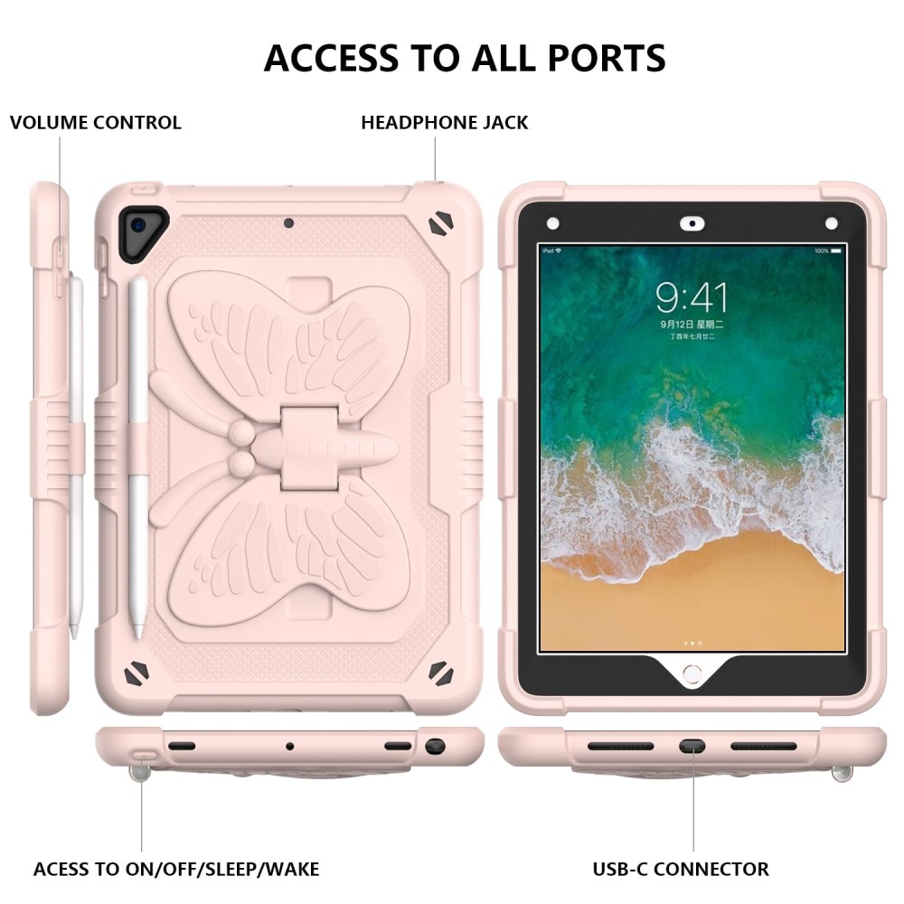 Hybridikuori perhonen iPad Air 9.7 1st Gen (2013) vaaleanpunainen