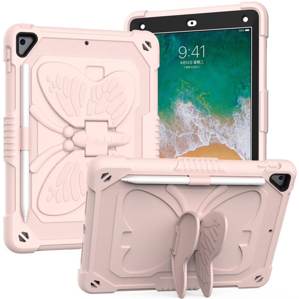 Hybridikuori perhonen iPad 9.7 6th Gen (2018) vaaleanpunainen