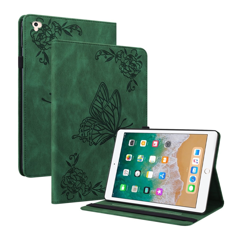 Nahkakotelo Perhonen iPad 9.7 6th Gen (2018) vihreä