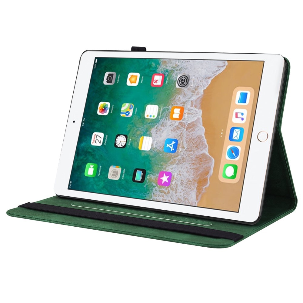 Nahkakotelo Perhonen iPad 9.7 5th Gen (2017) vihreä
