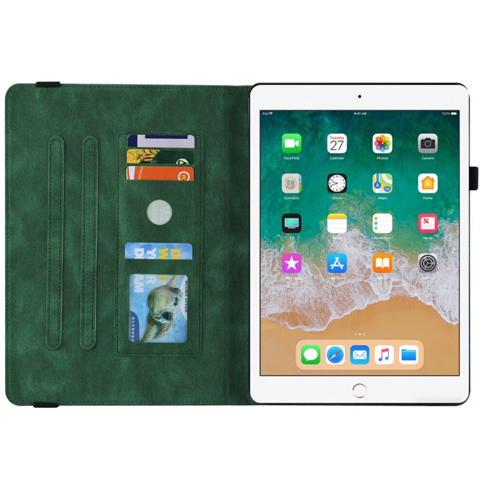 Nahkakotelo Perhonen iPad 9.7 6th Gen (2018) vihreä