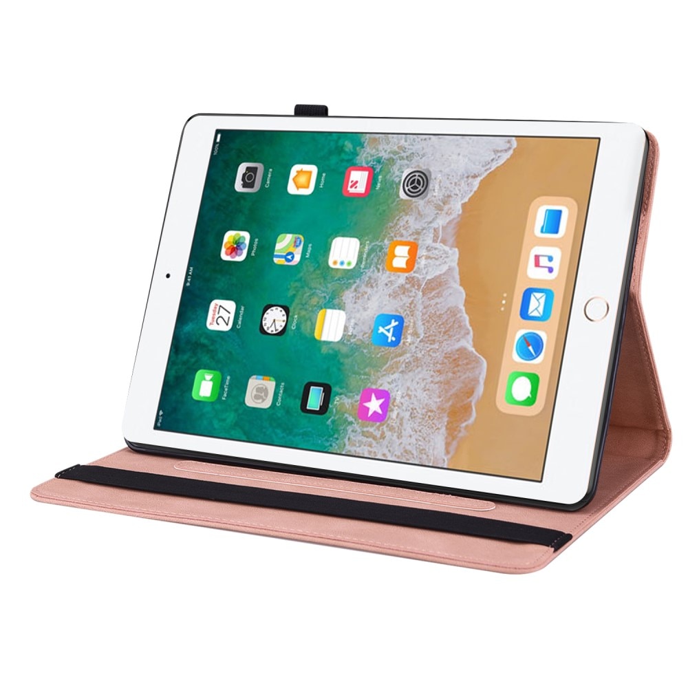Nahkakotelo Perhonen iPad 9.7 5th Gen (2017) vaaleanpunainen