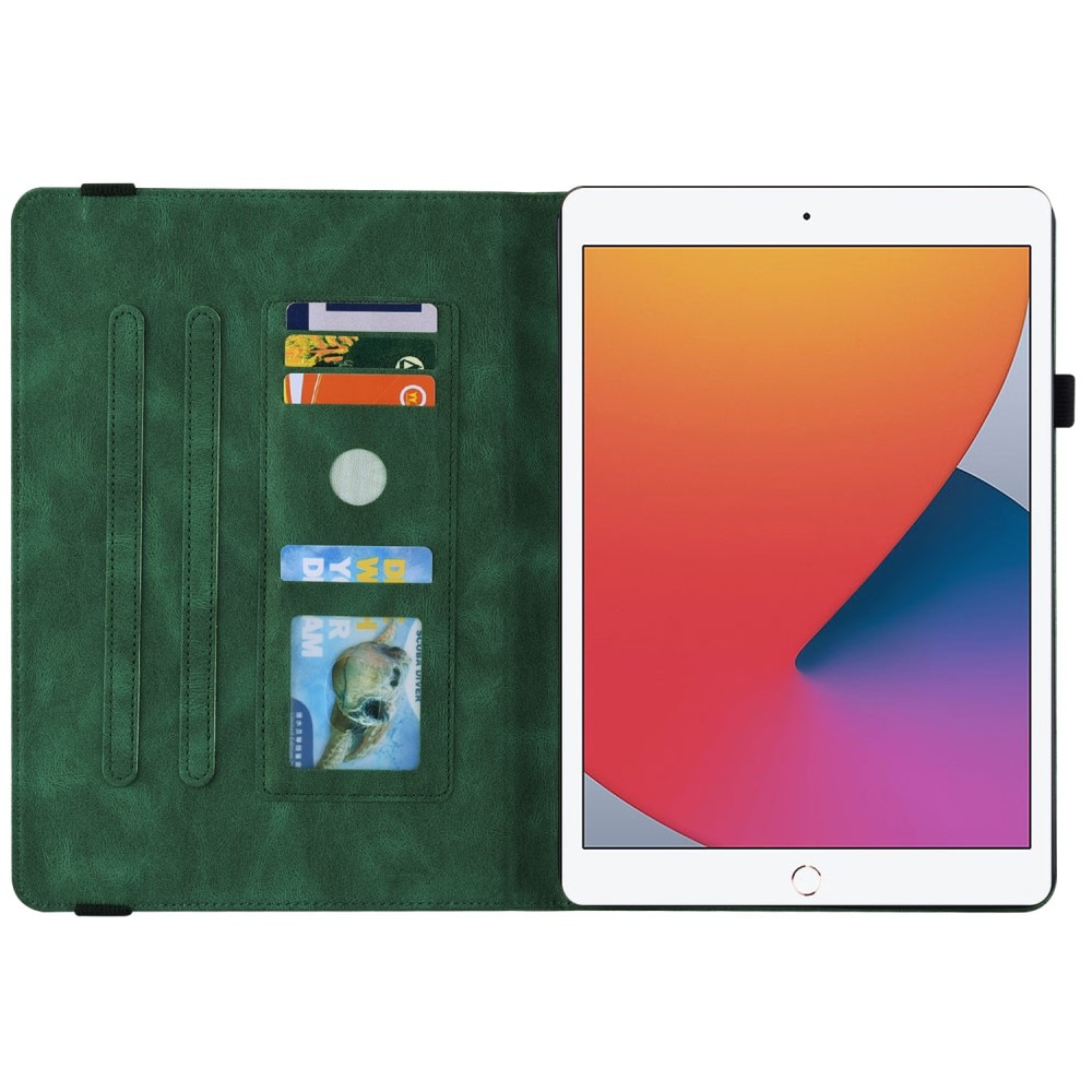 Nahkakotelo Perhonen iPad 10.2 7th Gen (2019) vihreä