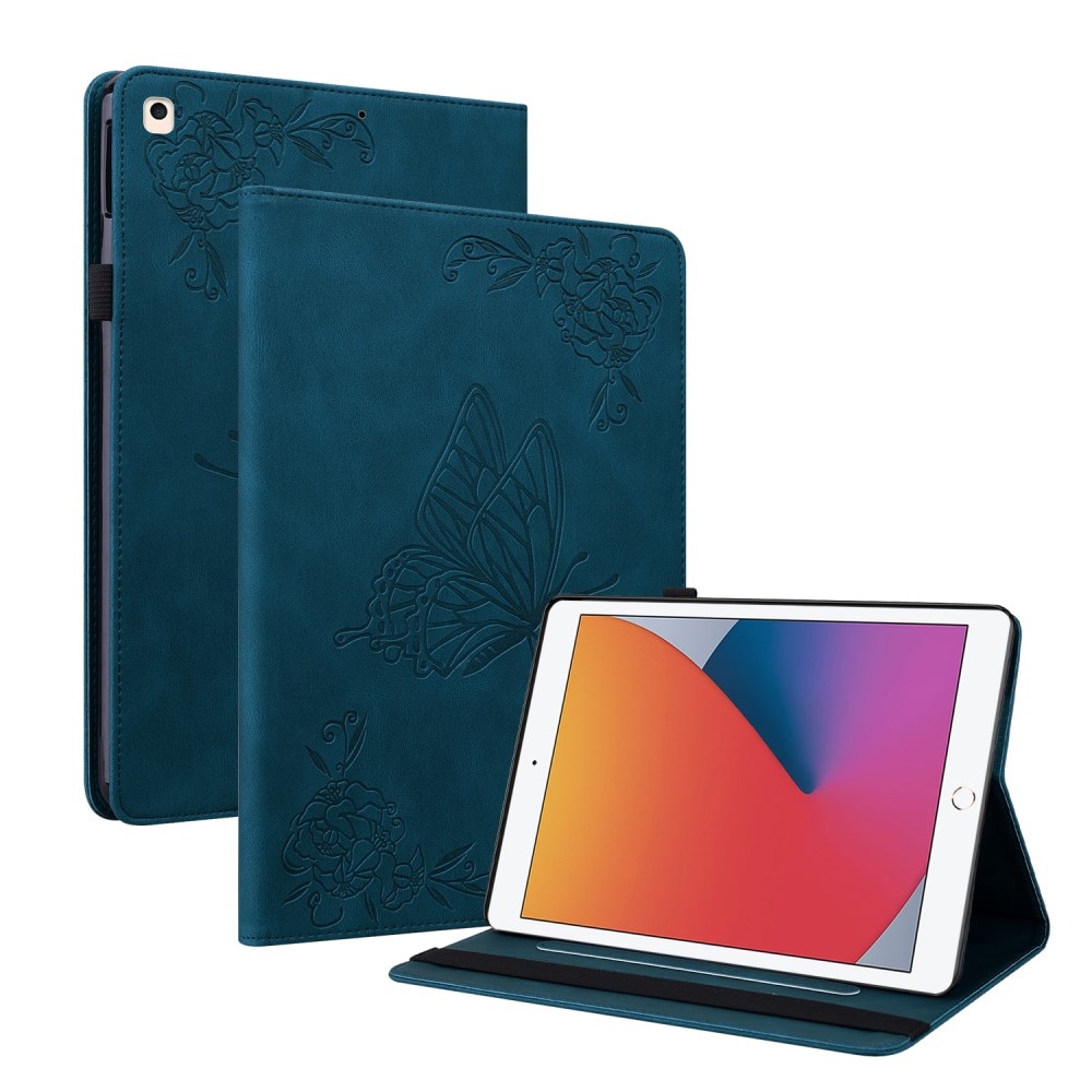 Nahkakotelo Perhonen iPad 10.2 9th Gen (2021) sininen