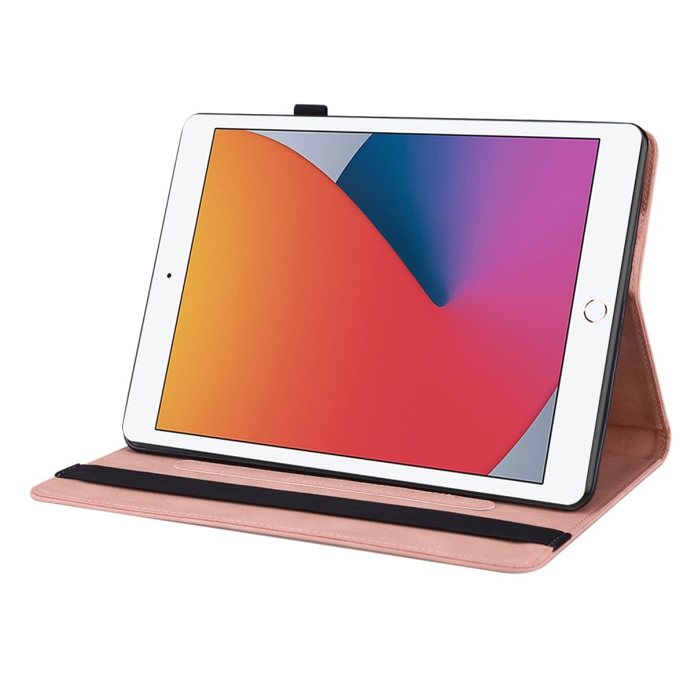 Nahkakotelo Perhonen iPad 10.2 8th Gen (2020) vaaleanpunainen