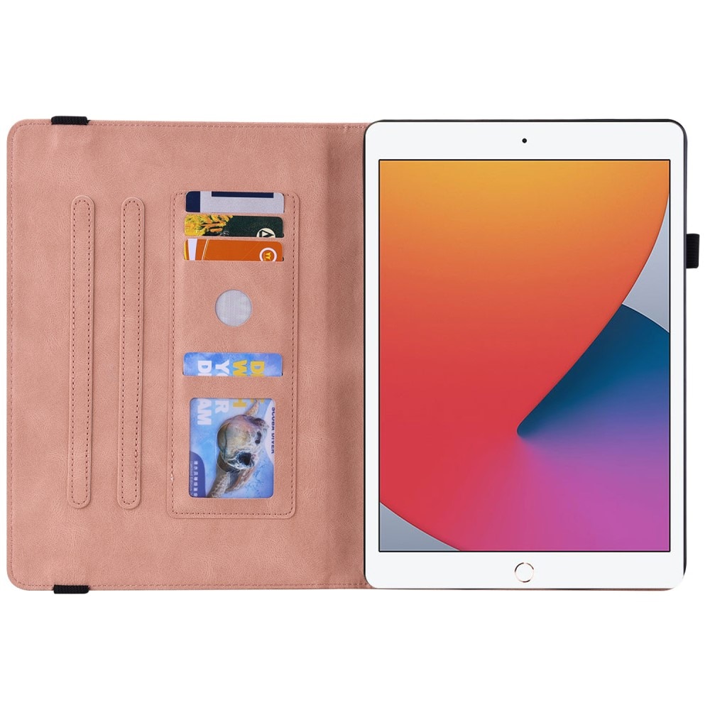 Nahkakotelo Perhonen iPad 10.2 7th Gen (2019) vaaleanpunainen