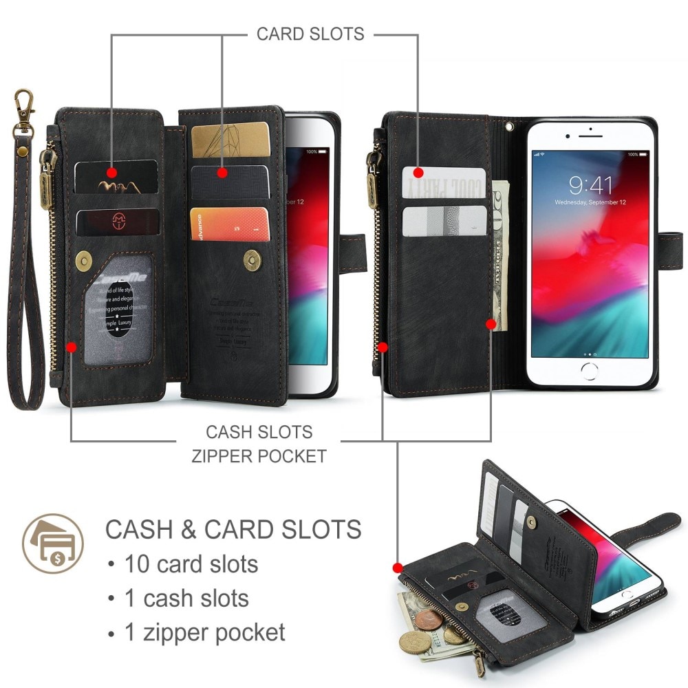 Zipper Wallet iPhone SE (2022) musta