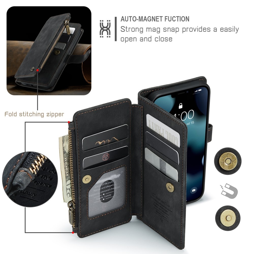 Zipper Wallet iPhone 13 musta