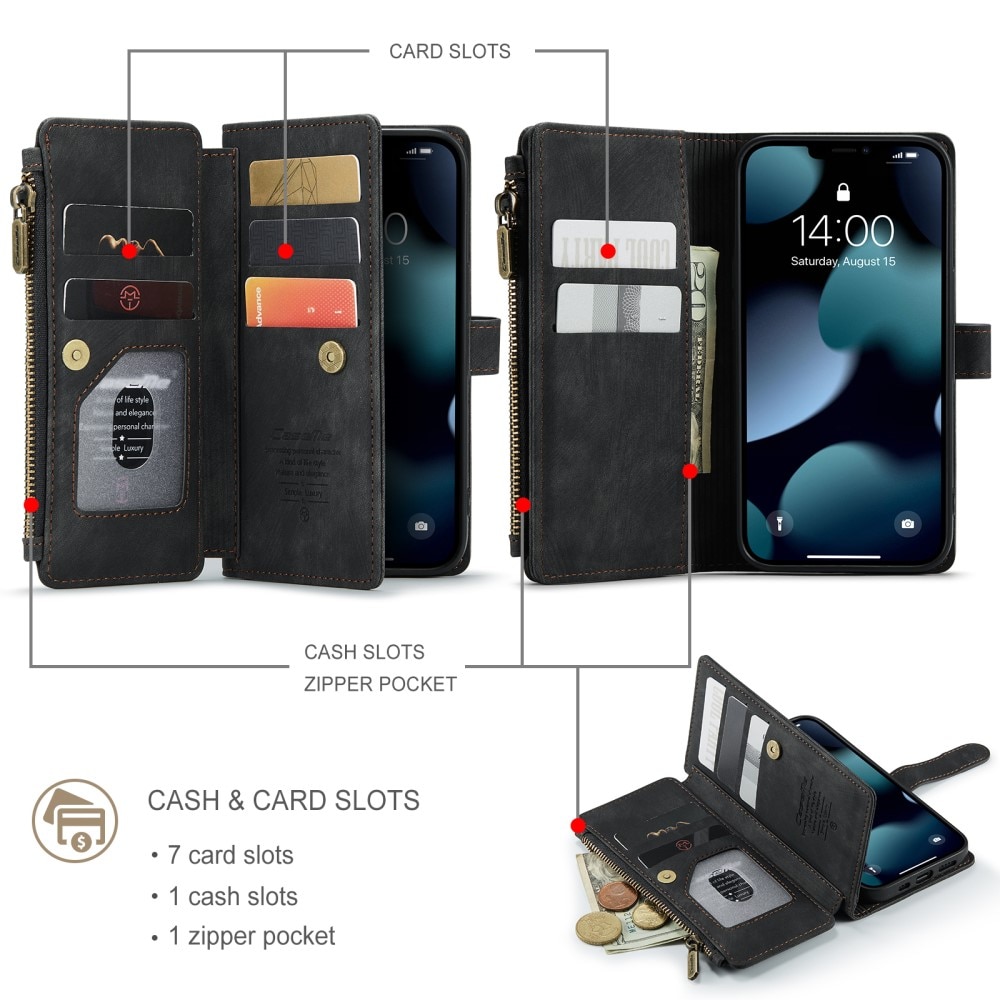 Zipper Wallet iPhone 13 musta