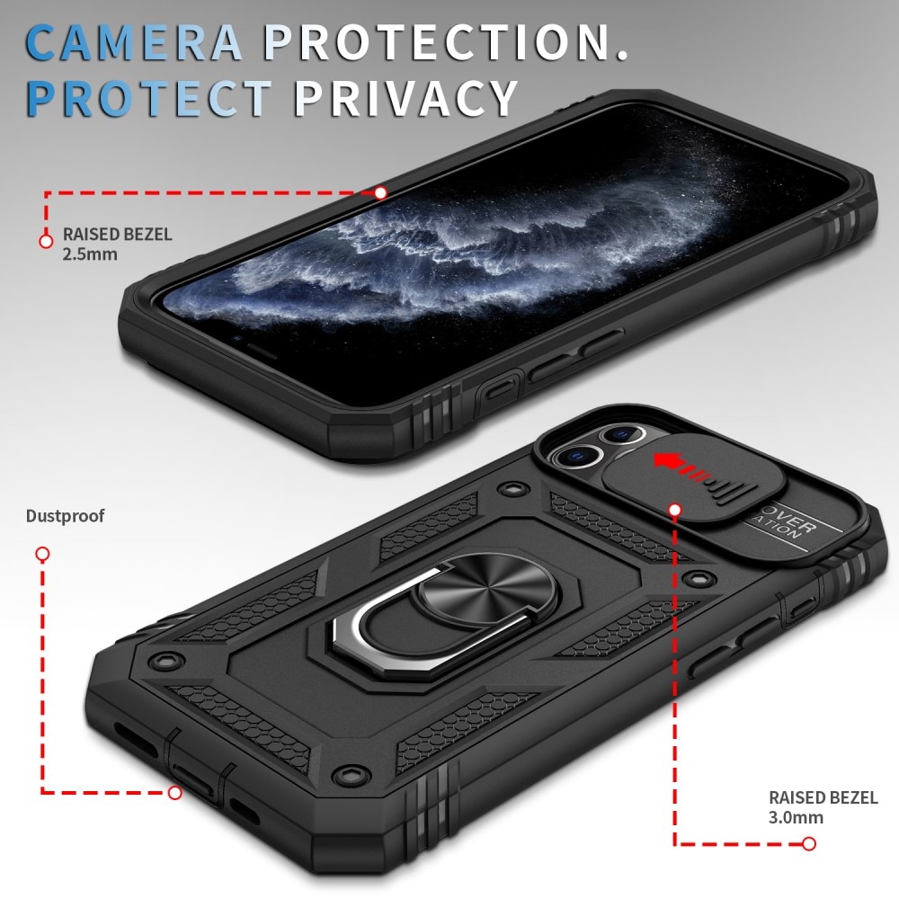 Hybridikuori Tech Ring+Kamerasuojalla iPhone 11 Pro musta
