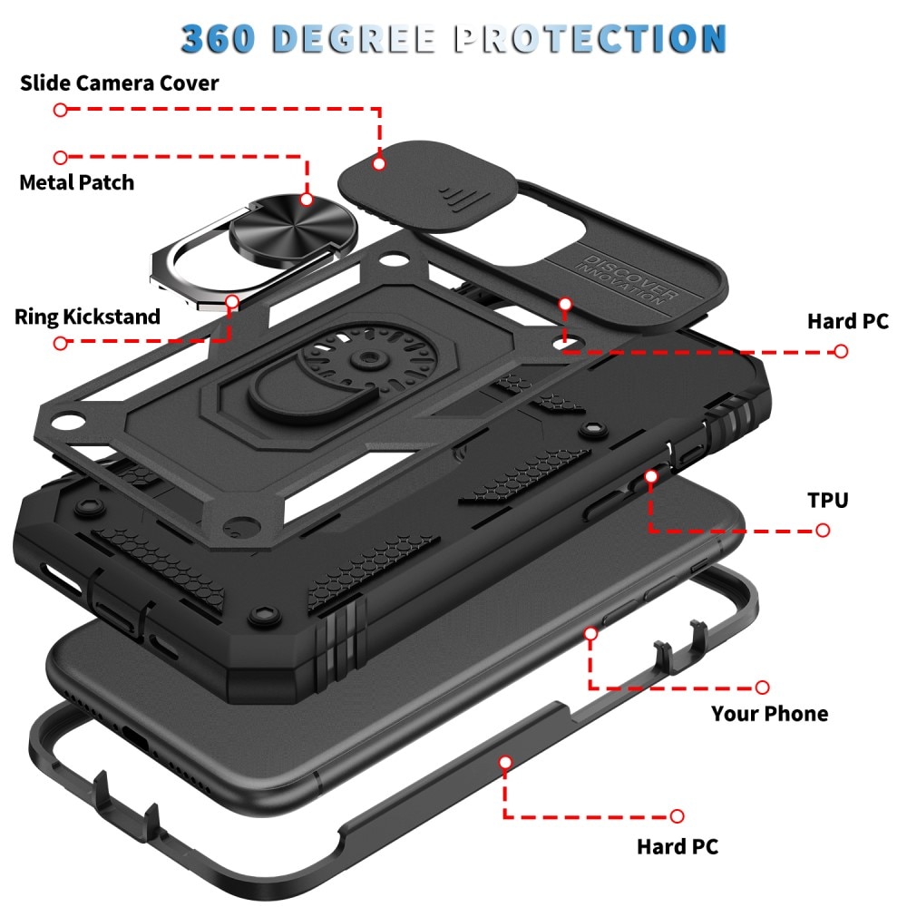 Hybridikuori Tech Ring+Kamerasuojalla iPhone 11 Pro Max musta