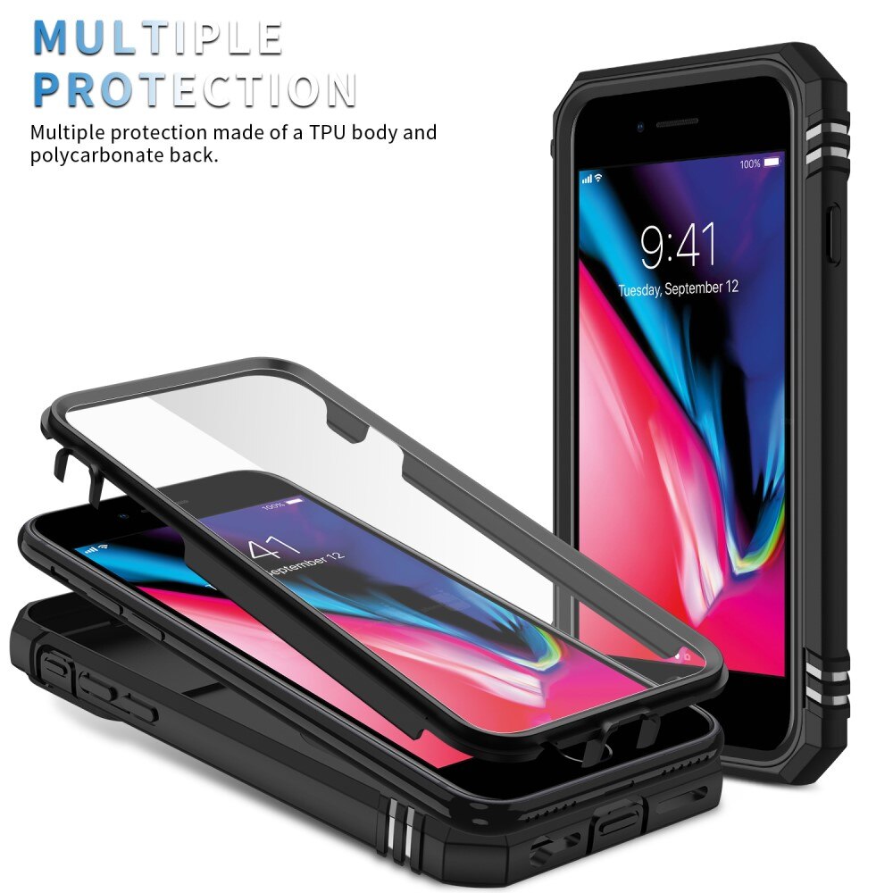 Hybridikuori Ring + Kamerasuojalla Apple iPhone SE 2020/iPhone SE 2022/iPhone 8/iPhone 7 Musta