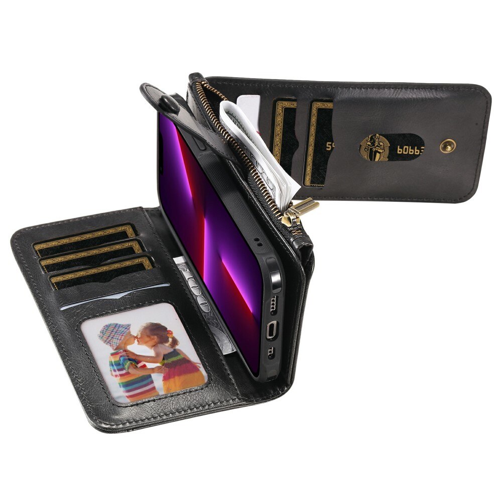 Magnet Leather Multi-Wallet iPhone 13 Pro musta