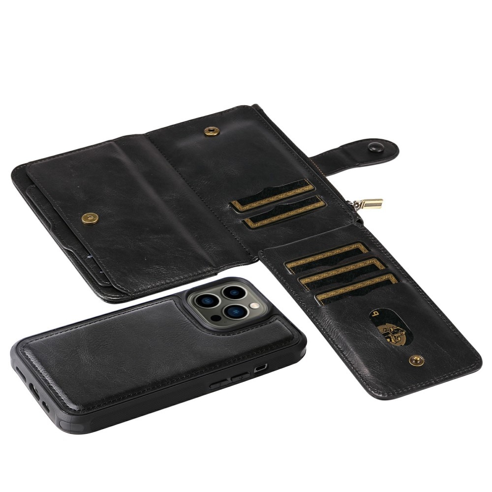 Magnet Leather Multi-Wallet iPhone 13 Pro musta