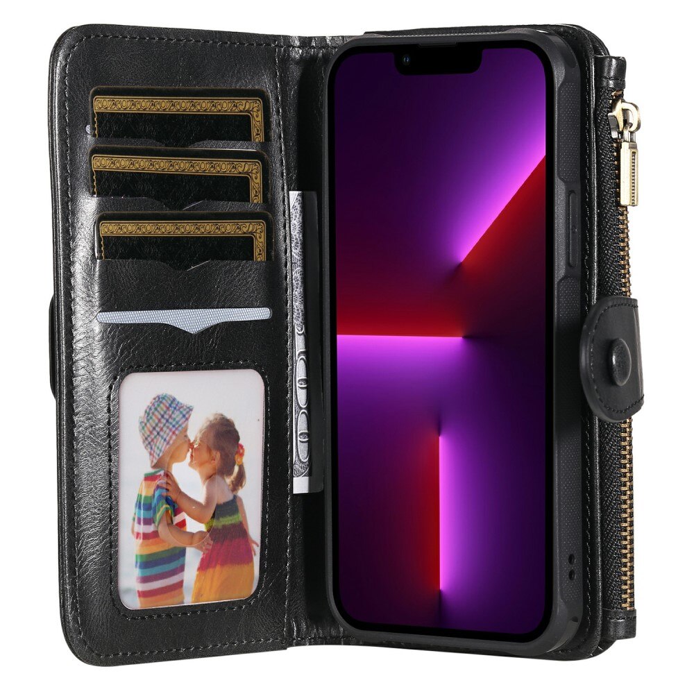 Magnet Leather Multi-Wallet iPhone 13 Pro musta