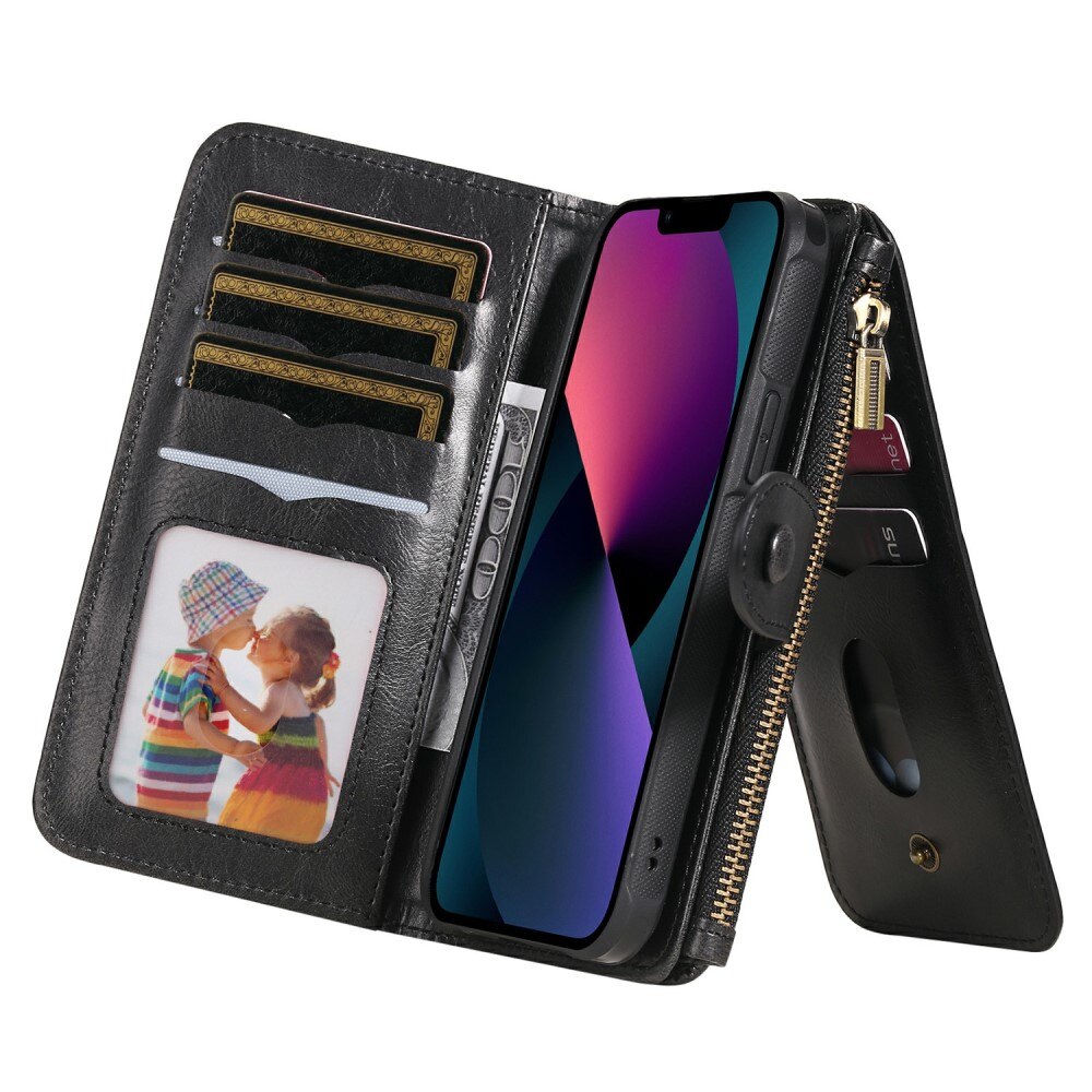 Magnet Leather Multi-Wallet iPhone 13 musta