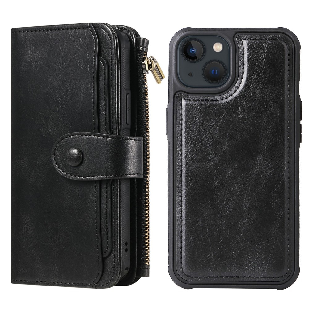 Magnet Leather Multi-Wallet iPhone 13 musta