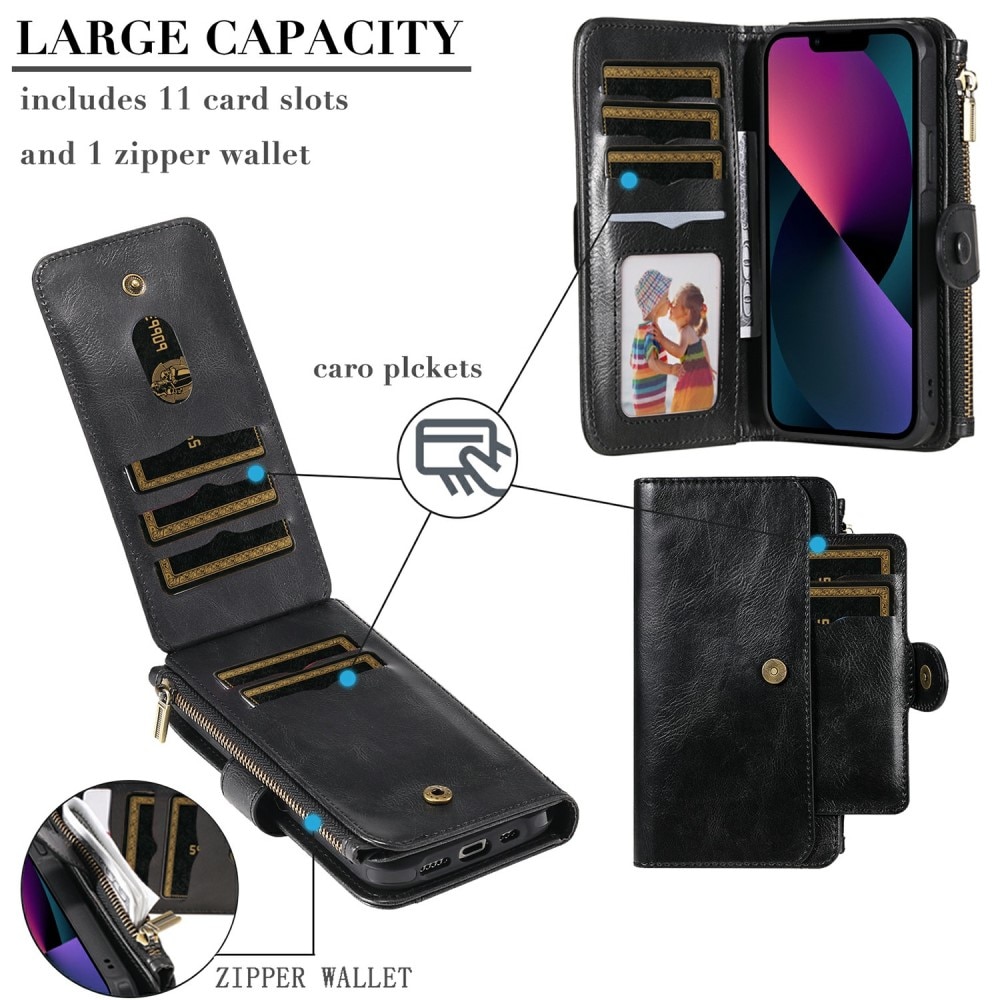 Magnet Leather Multi-Wallet iPhone 13 musta