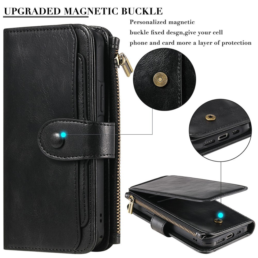 Magnet Leather Multi-Wallet iPhone 13 musta