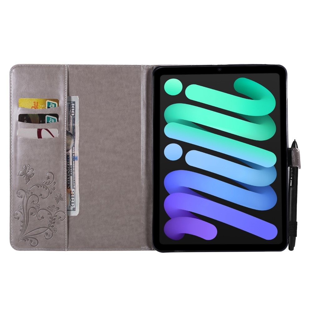 Nahkakotelo Perhonen Apple iPad Mini 7th Gen (2024) Harmaa
