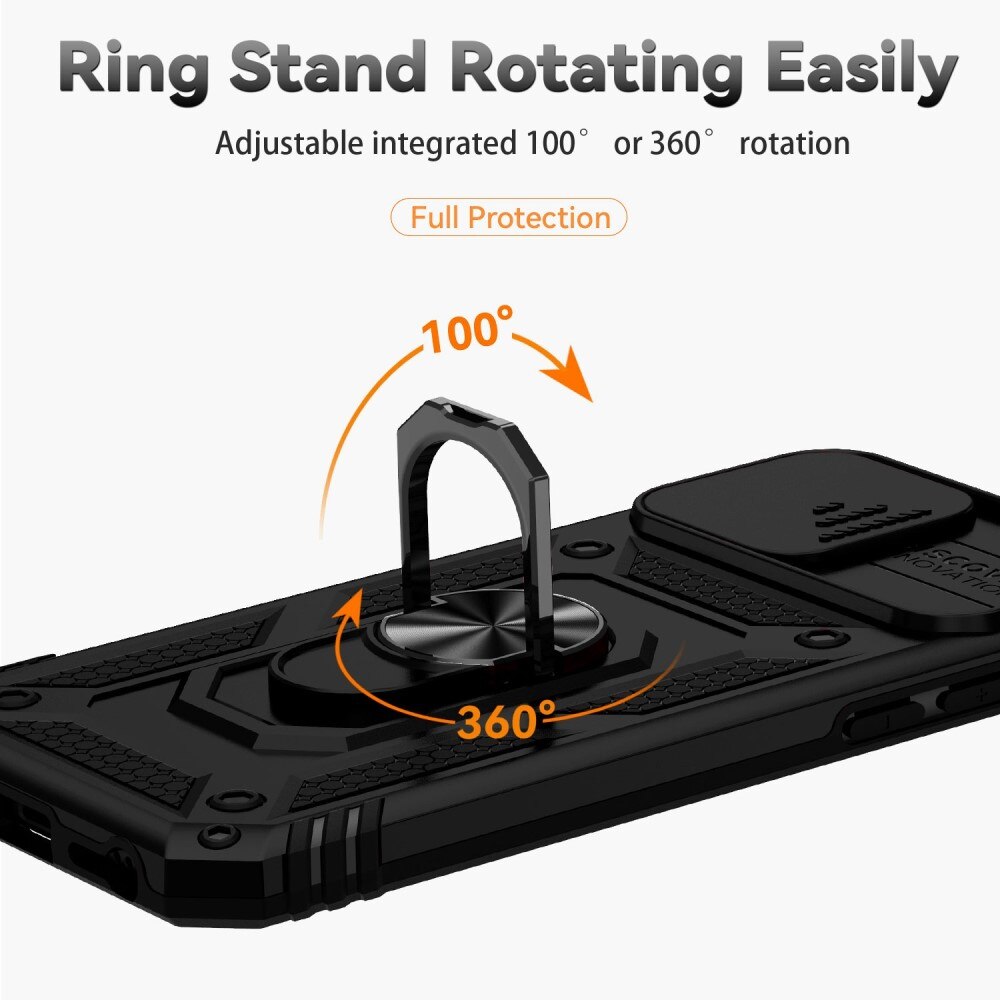 Hybridikuori Tech Ring+Kamerasuojalla iPhone SE (2022) musta