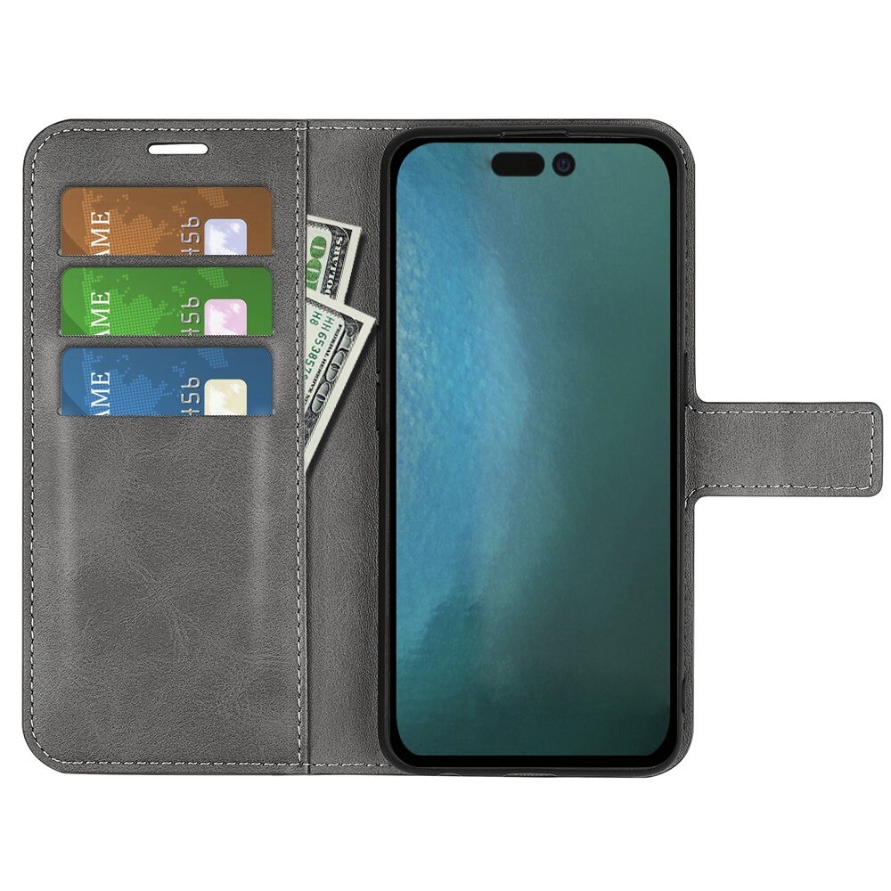 Leather Wallet iPhone 14 Pro Max Grey