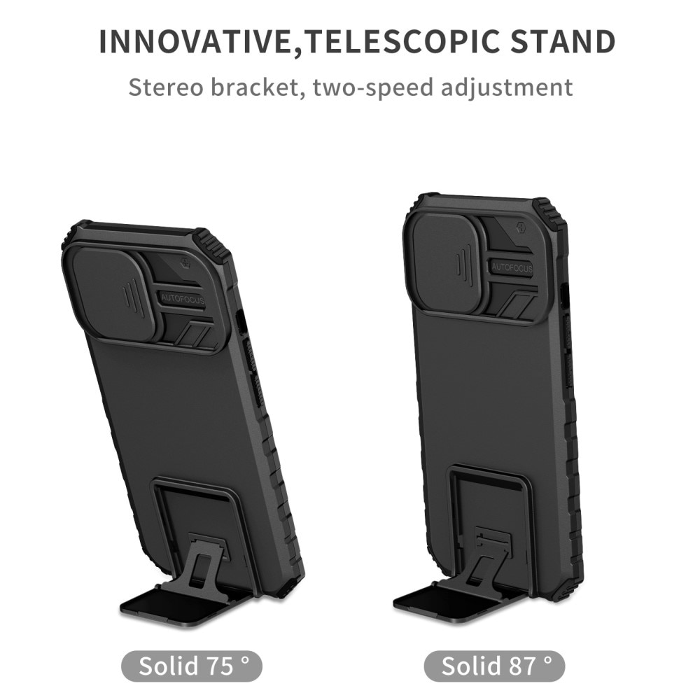 iPhone 13 Pro Kickstand Kotelo Kamerasuojalla Musta