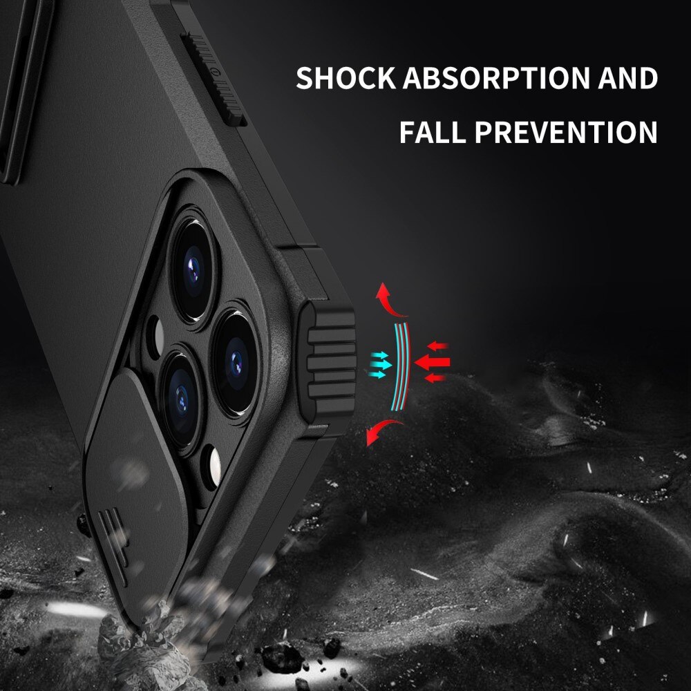 iPhone 13 Pro Kickstand Kotelo Kamerasuojalla Musta
