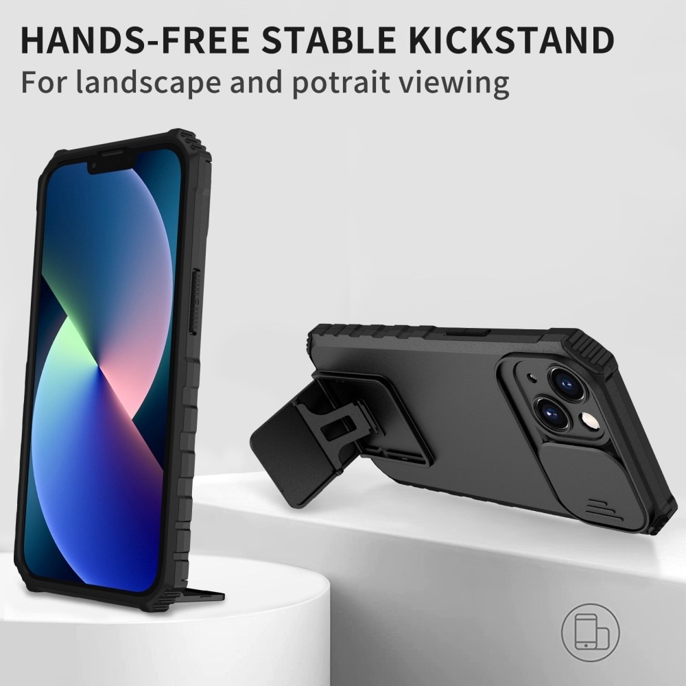 iPhone 13 Pro Kickstand Kotelo Kamerasuojalla Musta