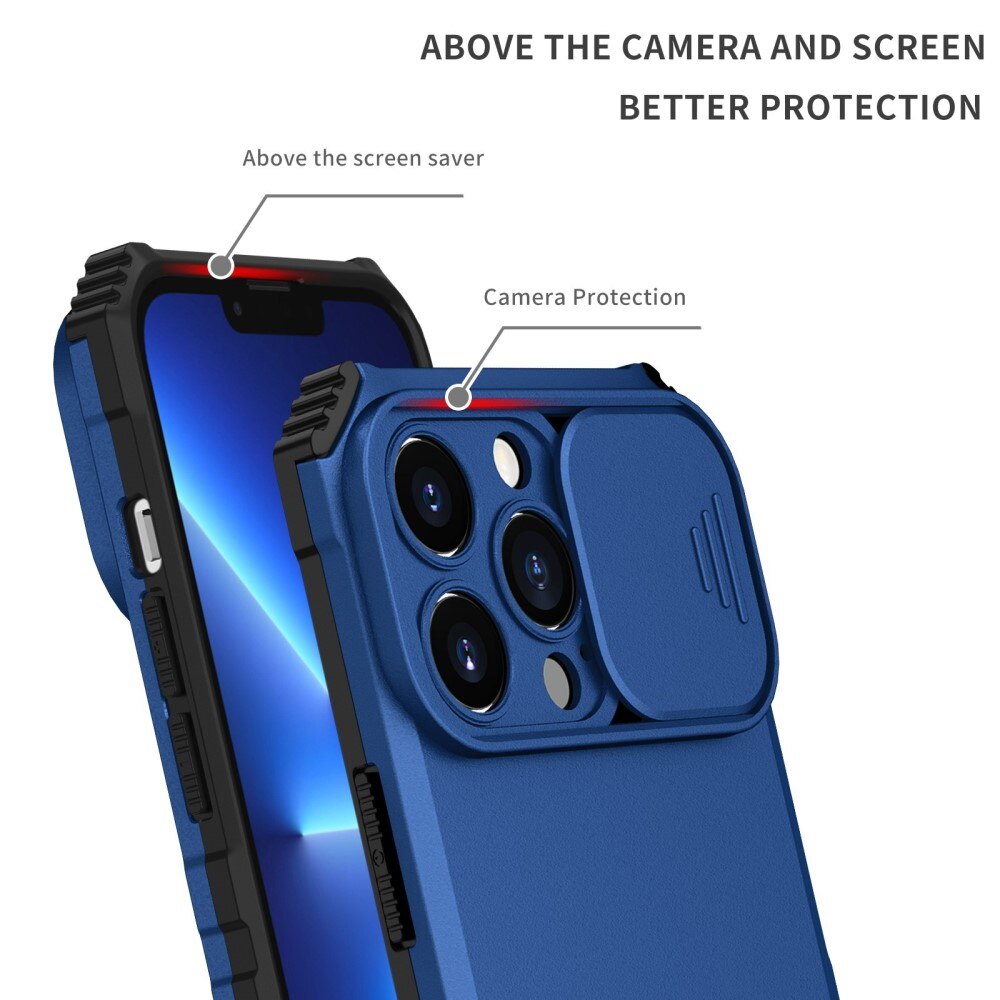 Apple iPhone 13 Pro Kickstand Kotelo Kamerasuojalla Sininen