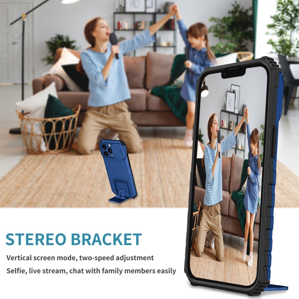 Apple iPhone 13 Pro Kickstand Kotelo Kamerasuojalla Sininen
