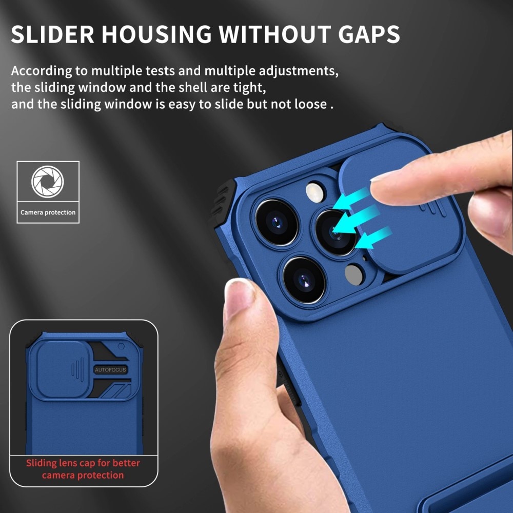 Apple iPhone 13 Pro Kickstand Kotelo Kamerasuojalla Sininen