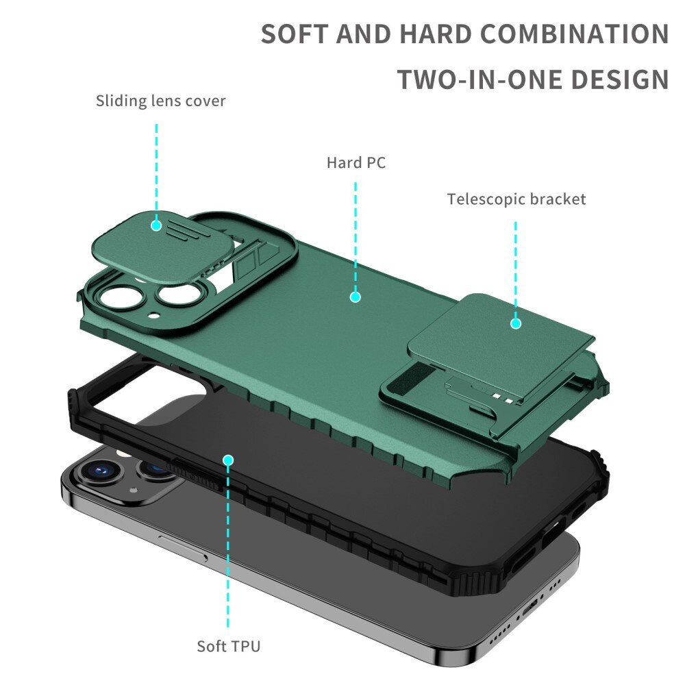 Apple iPhone 13 Pro Kickstand Kotelo Kamerasuojalla Vihreä