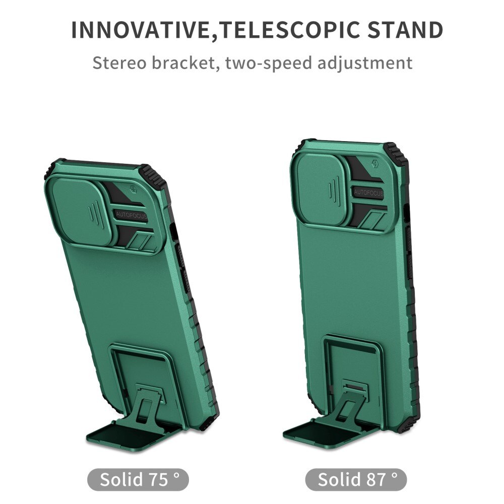 Apple iPhone 13 Pro Kickstand Kotelo Kamerasuojalla Vihreä