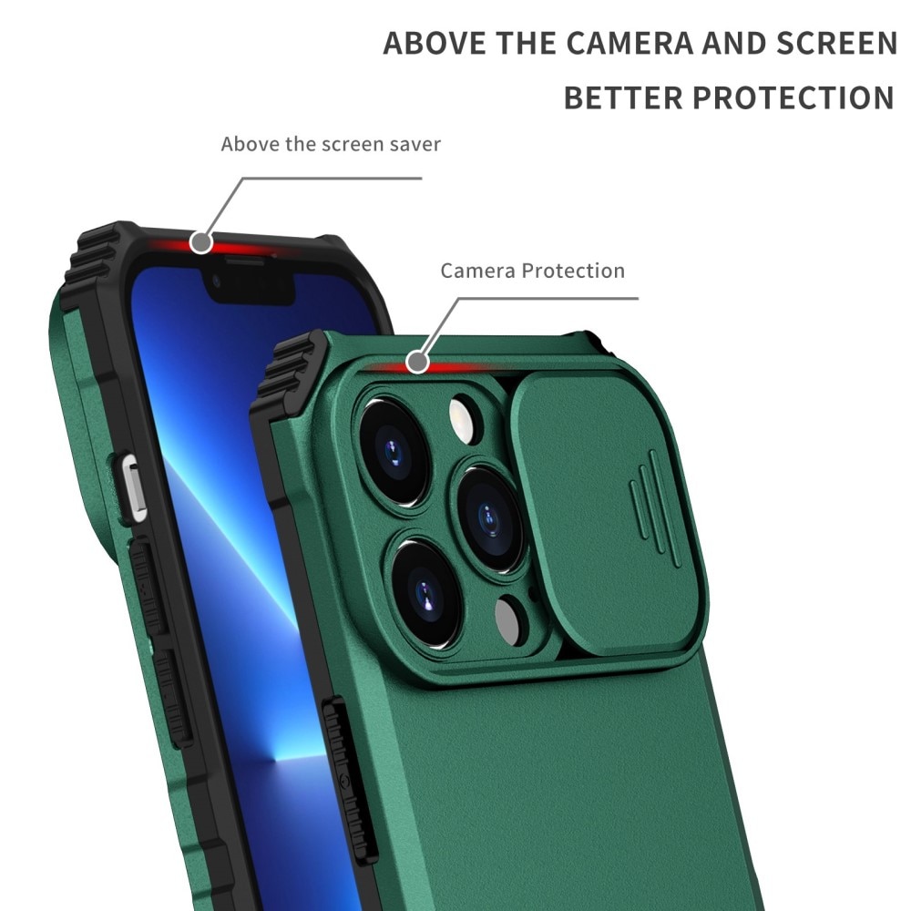 iPhone 13 Pro Kickstand Kotelo Kamerasuojalla vihreä