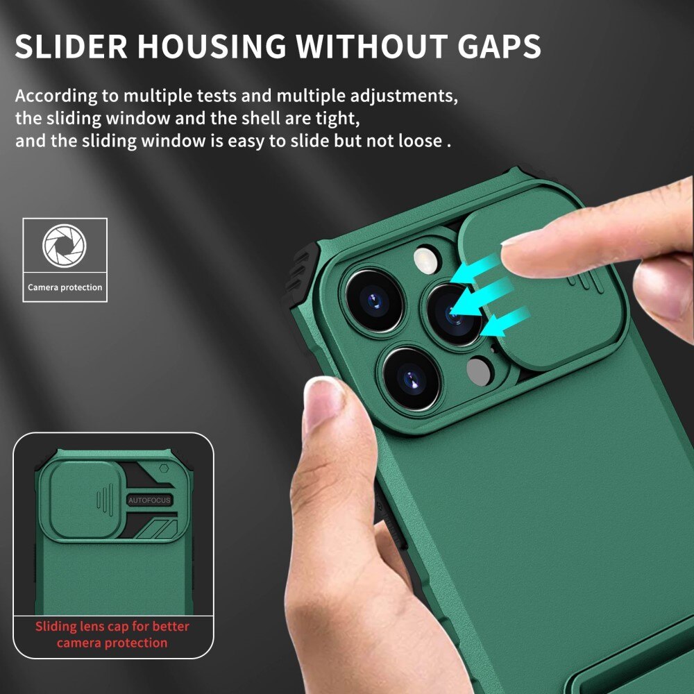 Apple iPhone 13 Pro Kickstand Kotelo Kamerasuojalla Vihreä