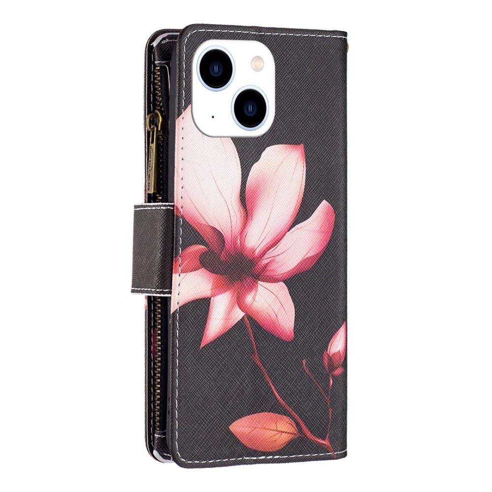 Lompakkolaukku iPhone 14 Vaaleanpunainen Kukka