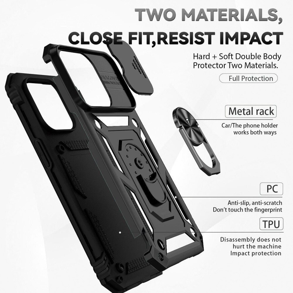 Hybridikuori Ring + Kamerasuojalla iPhone 14 Pro Max Musta