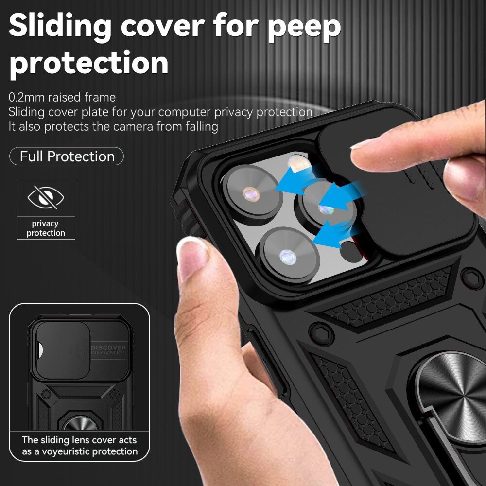 Hybridikuori Ring + Kamerasuojalla iPhone 14 Pro Max Musta