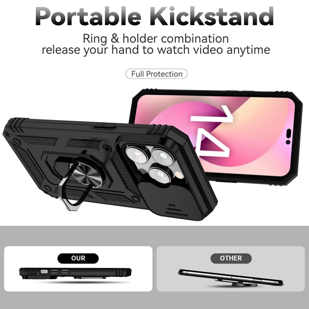 Hybridikuori Tech Ring+Kamerasuojalla iPhone 14 Pro Max musta