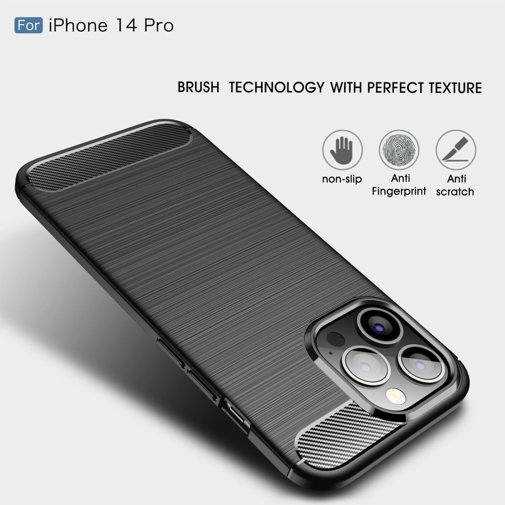 iPhone 14 Pro Kuori TPU Brushed Musta