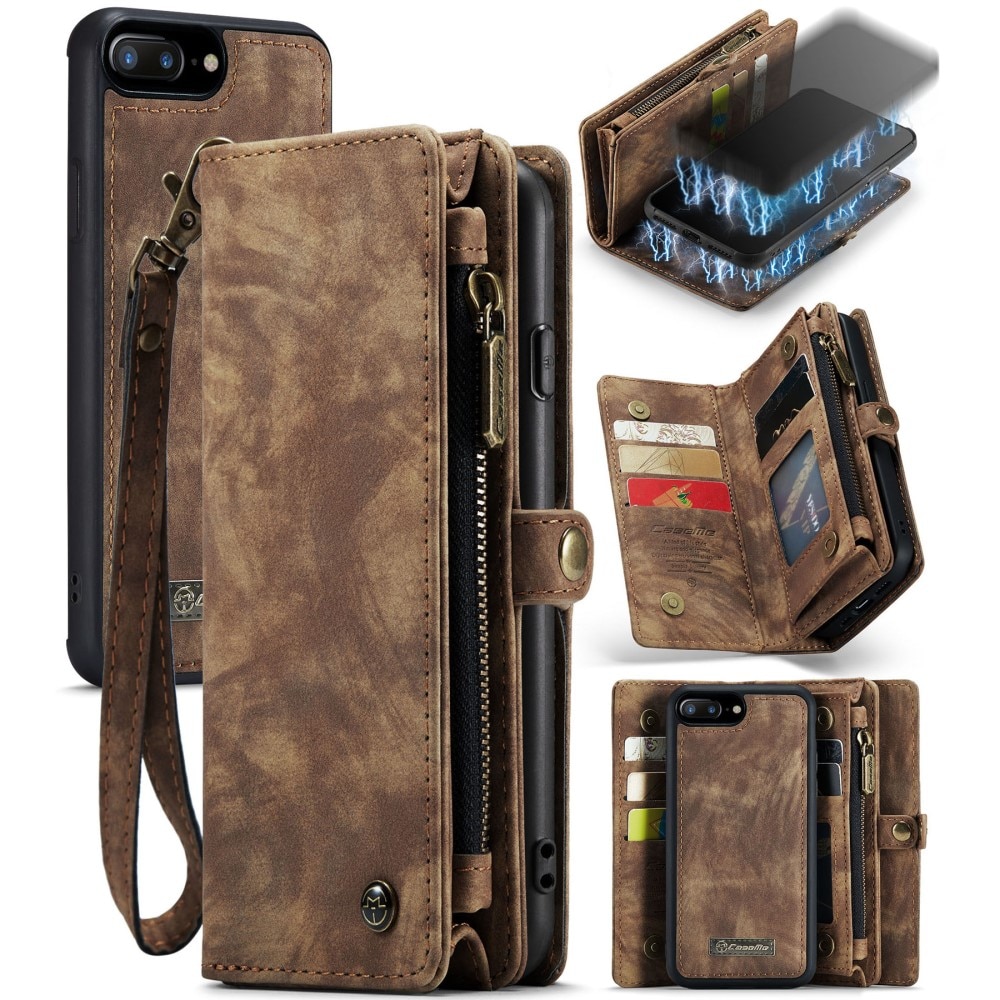 Multi-slot Suojakotelo iPhone 7 Plus/iPhone 8 Plus Ruskea