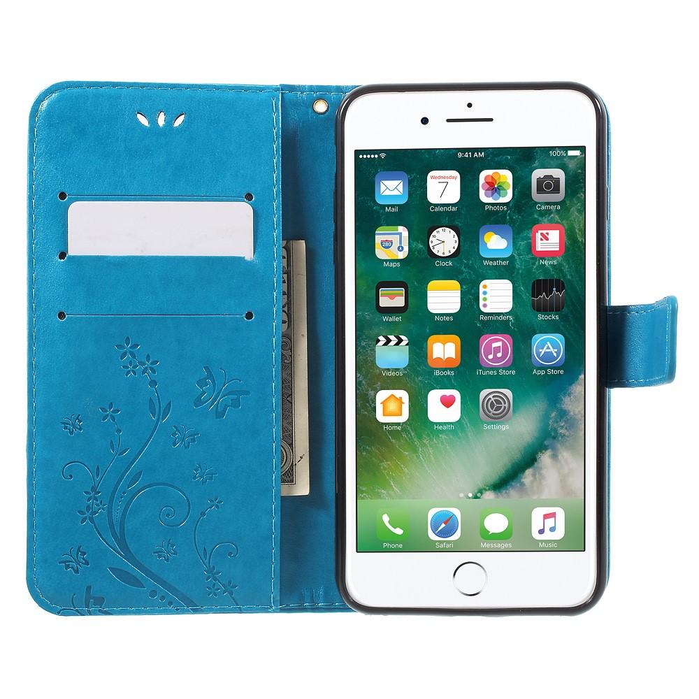 Nahkakotelo Perhonen iPhone 7 Plus/8 Plus sininen