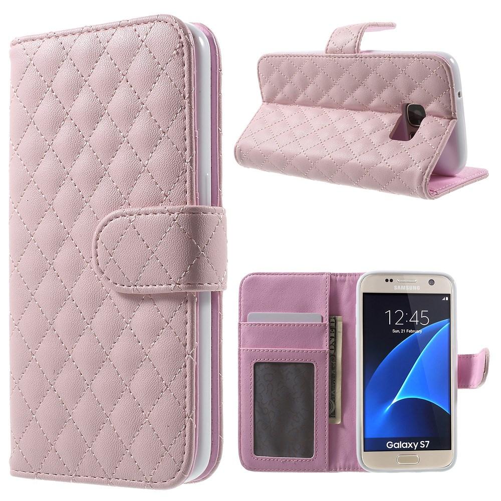 Lompakkokotelot Samsung Galaxy S7 Quilted Vaaleanpunainen