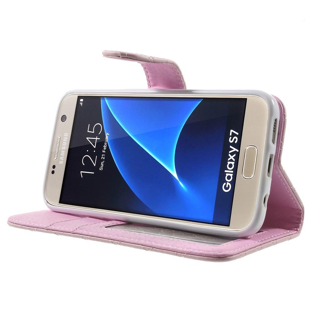 Lompakkokotelot Samsung Galaxy S7 Quilted Vaaleanpunainen